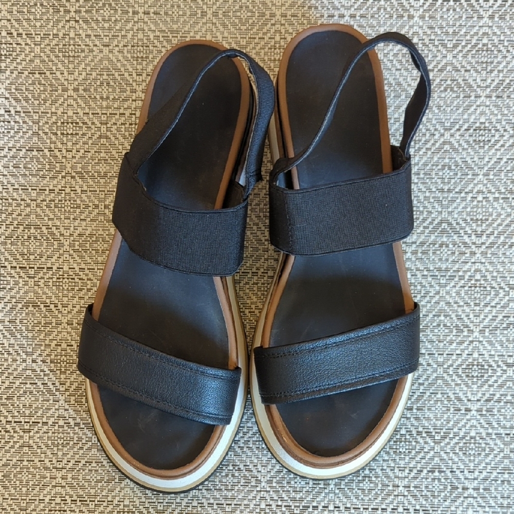 Womens Black Platform Slingback Sandals - Picture 3 of 7